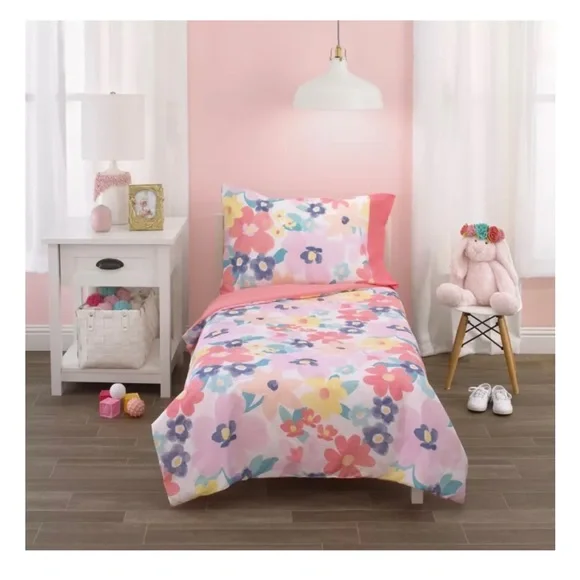 Carter's Pink, Floral 4pc Toddler Bed Set - Picture 1 of 4